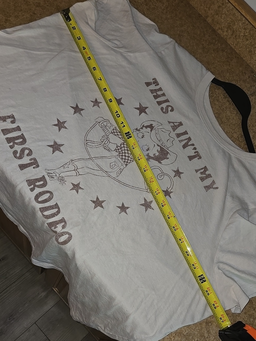 Graphic Beige T-Shirt Xxl Women rodeo top cowgirl western  print Betty boop - Picture 12 of 16